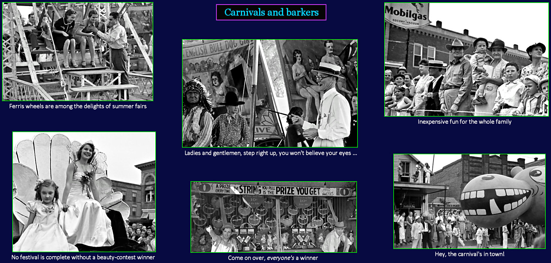 Country fairs, carnivals, 1940s